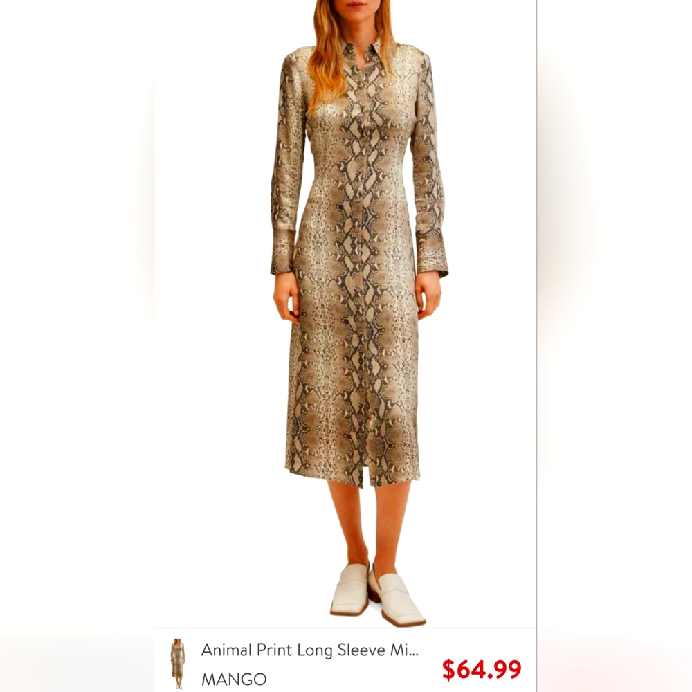 MNG Animal Print Shirt Dress